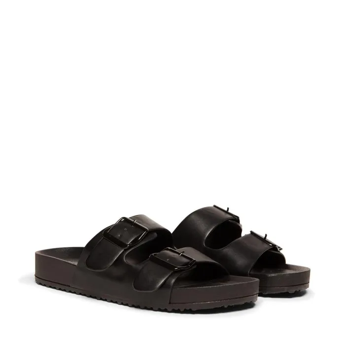 Steve Madden Teddy T Black Womens Sandals