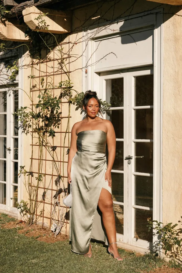 Strapless Dresses Women Kara Strapless Maxi Dress Olive Petal and Pup