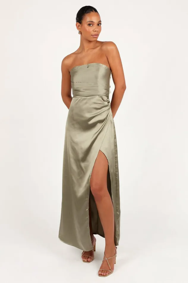 Strapless Dresses Women Kara Strapless Maxi Dress Olive Petal and Pup