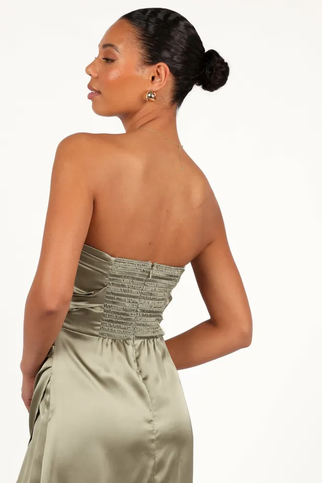 Strapless Dresses Women Kara Strapless Maxi Dress Olive Petal and Pup