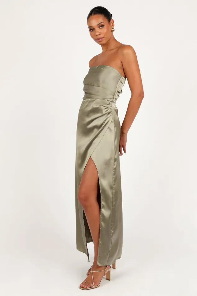 Strapless Dresses Women Kara Strapless Maxi Dress Olive Petal and Pup