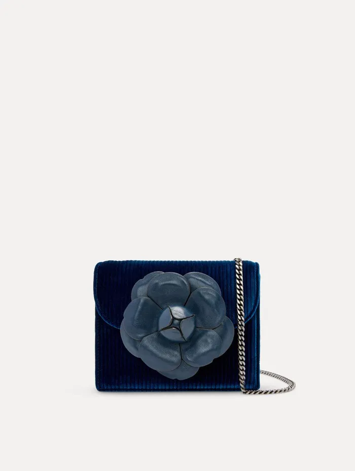 Stripped Velvet Mini TRO Bag Navy Women Oscar De La Renta Handbags