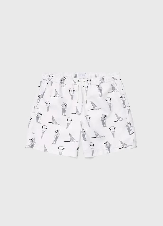 Sunspel X Matt Blease Drawstring Swim Shorts Ice Cream Print Men SUNSPEL Swimwear Sunspel X Matt Blease Drawstring Swim Shorts Ice Cream Print Men SUNSPEL Swimwear