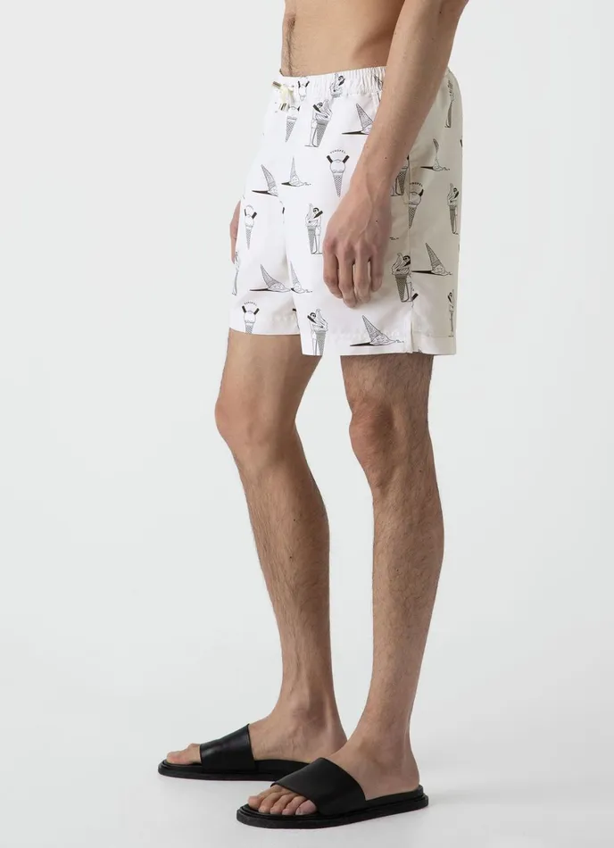 Sunspel X Matt Blease Drawstring Swim Shorts Ice Cream Print Men SUNSPEL Swimwear