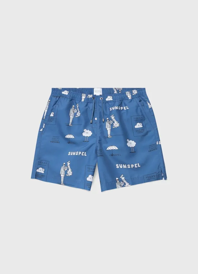 Sunspel X Matt Blease Drawstring Swim Shorts Today039s Forecast Print Men SUNSPEL Swimwear Sunspel X Matt Blease Drawstring Swim Shorts Today039s Forecast Print Men SUNSPEL Swimwear