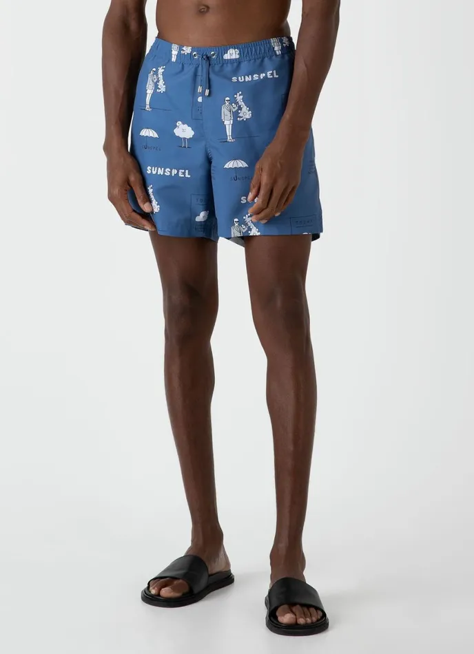 Sunspel X Matt Blease Drawstring Swim Shorts Today039s Forecast Print Men SUNSPEL Swimwear