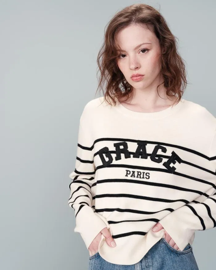 SWEATER ECRU NAHIA Shop Grace and Mila Message Jumpers