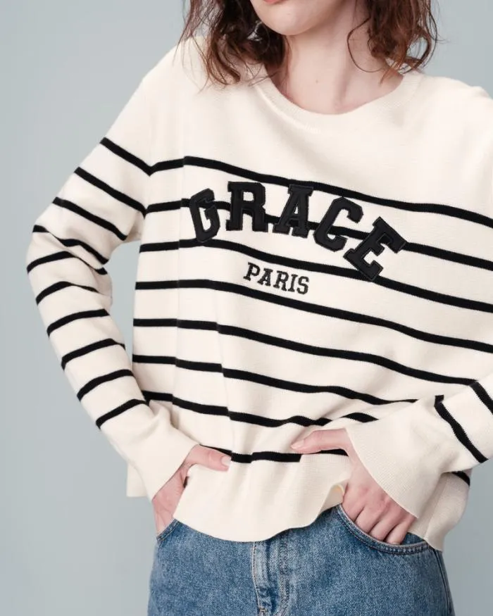SWEATER ECRU NAHIA Shop Grace and Mila Message Jumpers