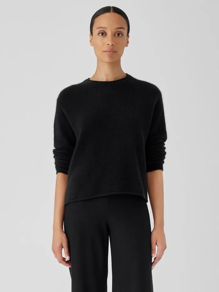 Sweaters and Cardigans Women Eileen Fisher Cashmere Silk Bliss Crew Neck Top Black Sweaters and Cardigans Women Eileen Fisher Cashmere Silk Bliss Crew Neck Top Black