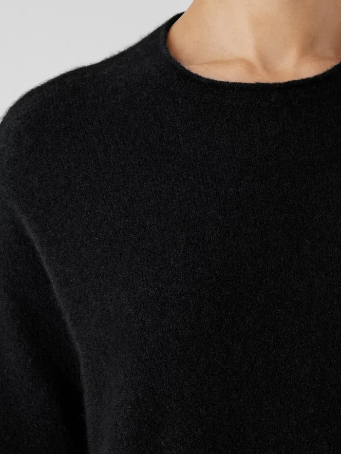 Sweaters and Cardigans Women Eileen Fisher Cashmere Silk Bliss Crew Neck Top Black