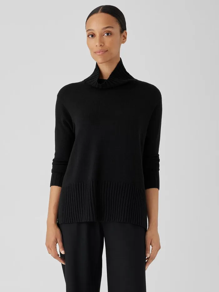 Sweaters and Cardigans Women Eileen Fisher Merino Jersey Turtleneck In Regenerative Wool Black Sweaters and Cardigans Women Eileen Fisher Merino Jersey Turtleneck In Regenerative Wool Black