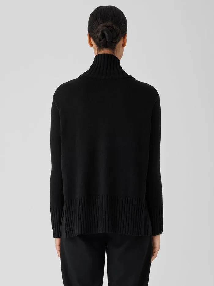 Sweaters and Cardigans Women Eileen Fisher Merino Jersey Turtleneck In Regenerative Wool Black