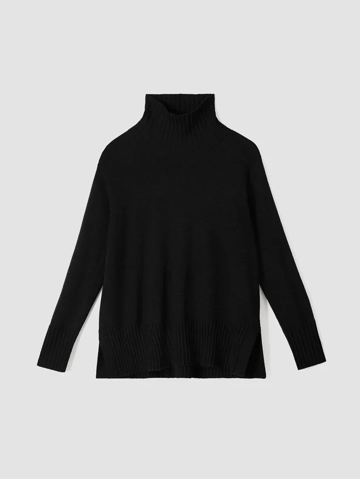 Sweaters and Cardigans Women Eileen Fisher Merino Jersey Turtleneck In Regenerative Wool Black
