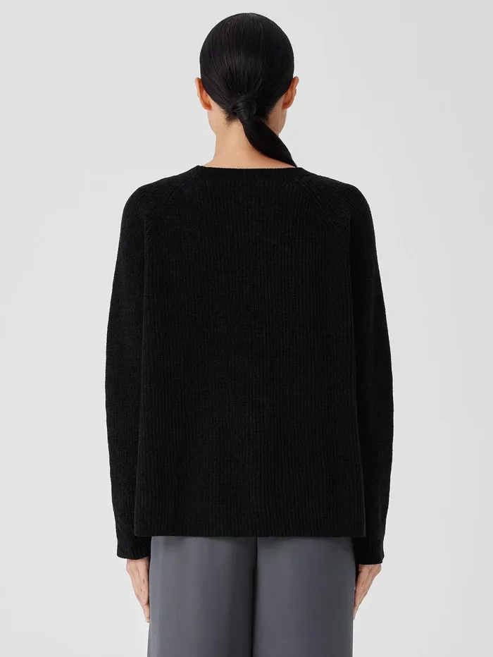 Sweaters and Cardigans Women Eileen Fisher Organic Cotton Chenille Crew Neck Top Black