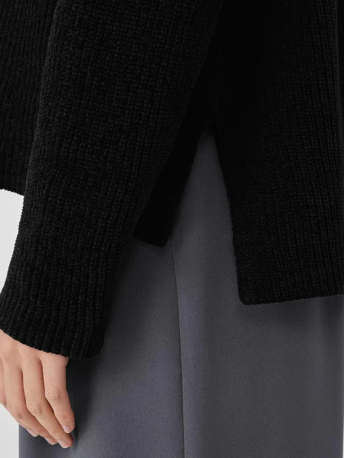 Sweaters and Cardigans Women Eileen Fisher Organic Cotton Chenille Crew Neck Top Black