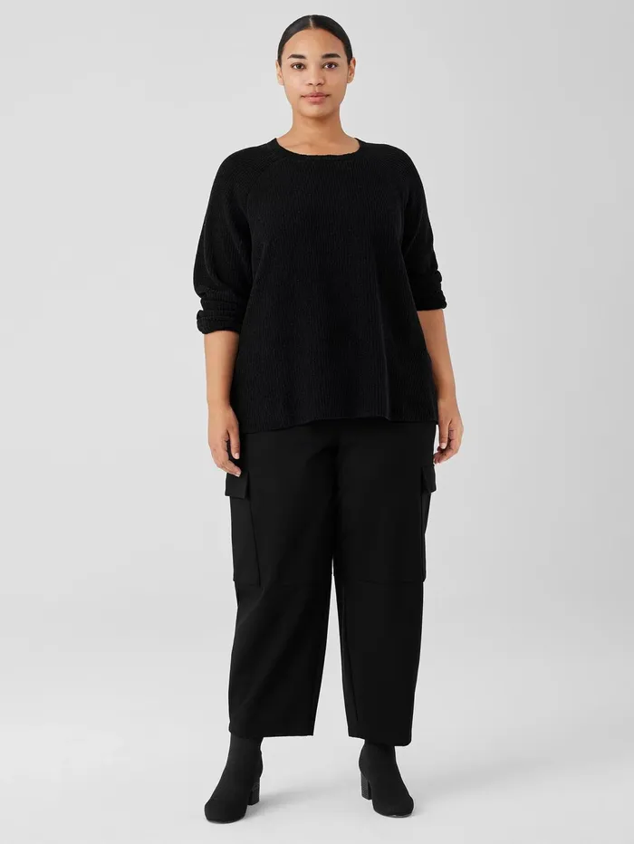 Sweaters and Cardigans Women Eileen Fisher Organic Cotton Chenille Crew Neck Top Black