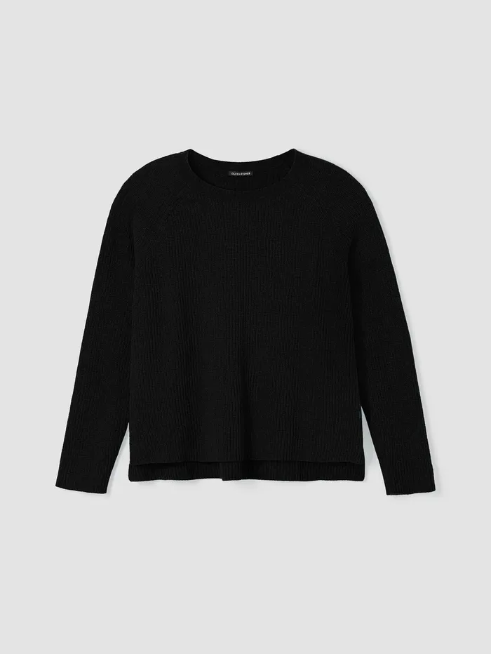 Sweaters and Cardigans Women Eileen Fisher Organic Cotton Chenille Crew Neck Top Black