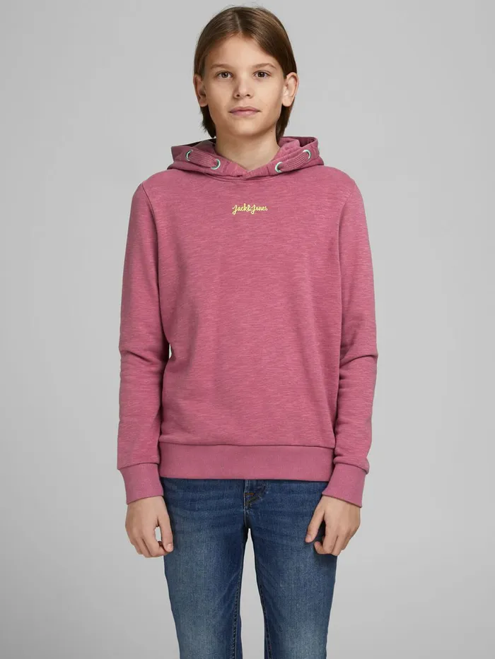 Sweatshirts JACK and JONES Junior BOYS EMBROIDERY LOGO HOODIE Pink Hawthorn Rose Casaul Sweatshirts JACK and JONES Junior BOYS EMBROIDERY LOGO HOODIE Pink Hawthorn Rose Casaul