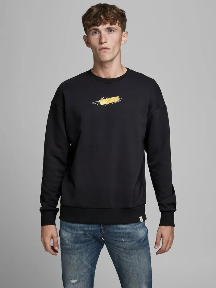 Sweatshirts JACK and JONES Mens LOGO CREW NECK SWEATSHIRT Black Tap Shoe For Sale Sweatshirts JACK and JONES Mens LOGO CREW NECK SWEATSHIRT Black Tap Shoe For Sale