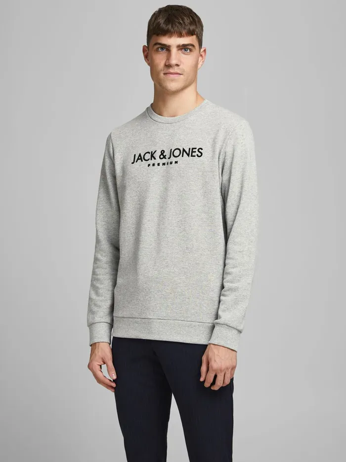 Sweatshirts JACK and JONES Mens LOGO CREW NECK SWEATSHIRT Grey Cool Grey Gift 4 You Sweatshirts JACK and JONES Mens LOGO CREW NECK SWEATSHIRT Grey Cool Grey Gift 4 You