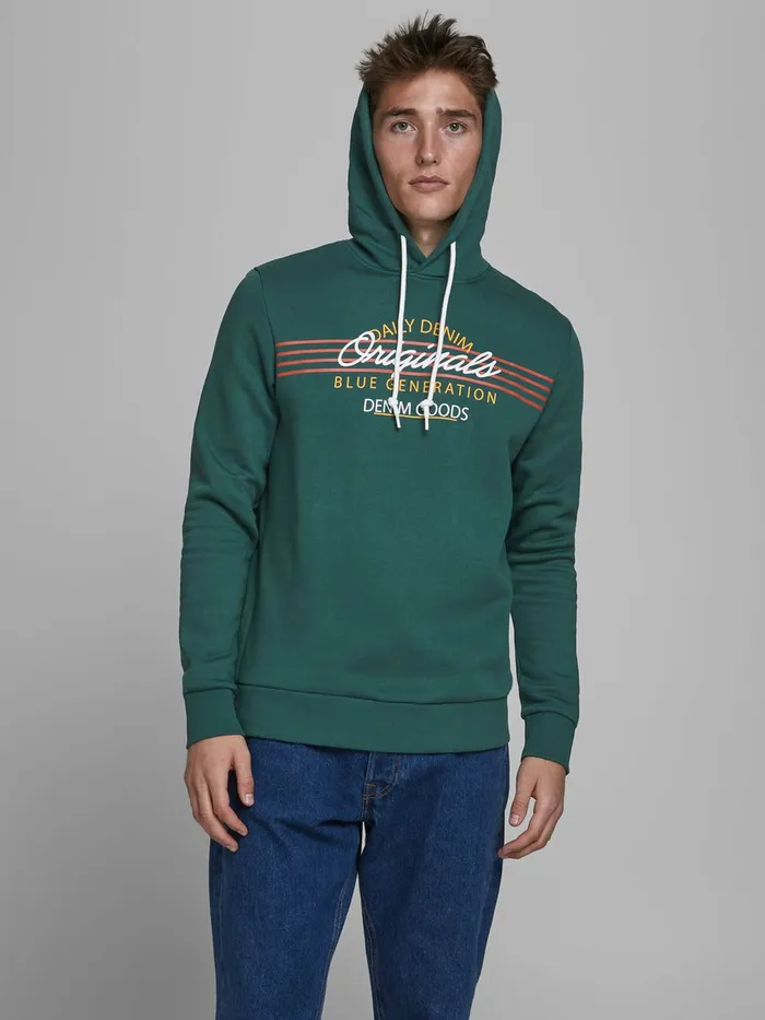 Sweatshirts JACK and JONES Mens LOGO HOODIE Green Trekking Green Online