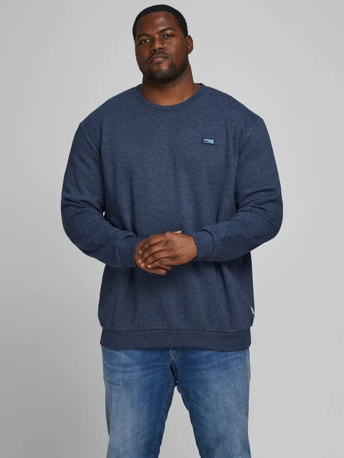 Sweatshirts JACK and JONES Mens LOOPBACK PLUS SIZE SWEATSHIRT Blue Navy Blazer Gift Ideas Sweatshirts JACK and JONES Mens LOOPBACK PLUS SIZE SWEATSHIRT Blue Navy Blazer Gift Ideas