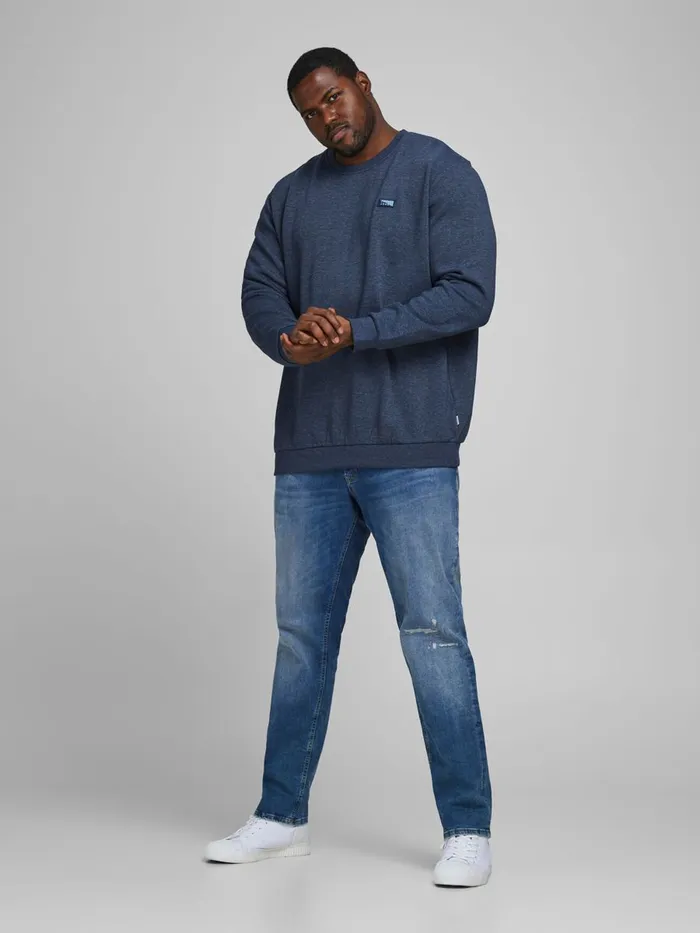 Sweatshirts JACK and JONES Mens LOOPBACK PLUS SIZE SWEATSHIRT Blue Navy Blazer Gift Ideas