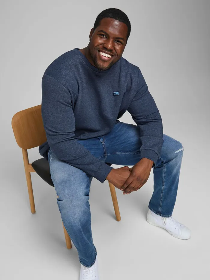 Sweatshirts JACK and JONES Mens LOOPBACK PLUS SIZE SWEATSHIRT Blue Navy Blazer Gift Ideas