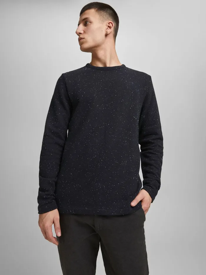 Sweatshirts JACK and JONES Mens LOOPBACK SWEATSHIRT Black Tap Shoe Cheap On Sale