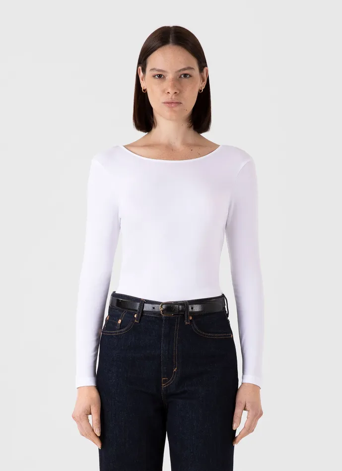 Tshirts and Tops ussunspel Women Stretch Cotton Scoop Back Top White