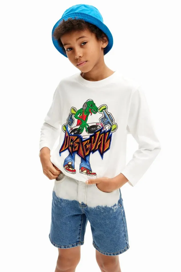 Tshirts And Shirts Kids Desigual Dinosaur Print Tshirt White