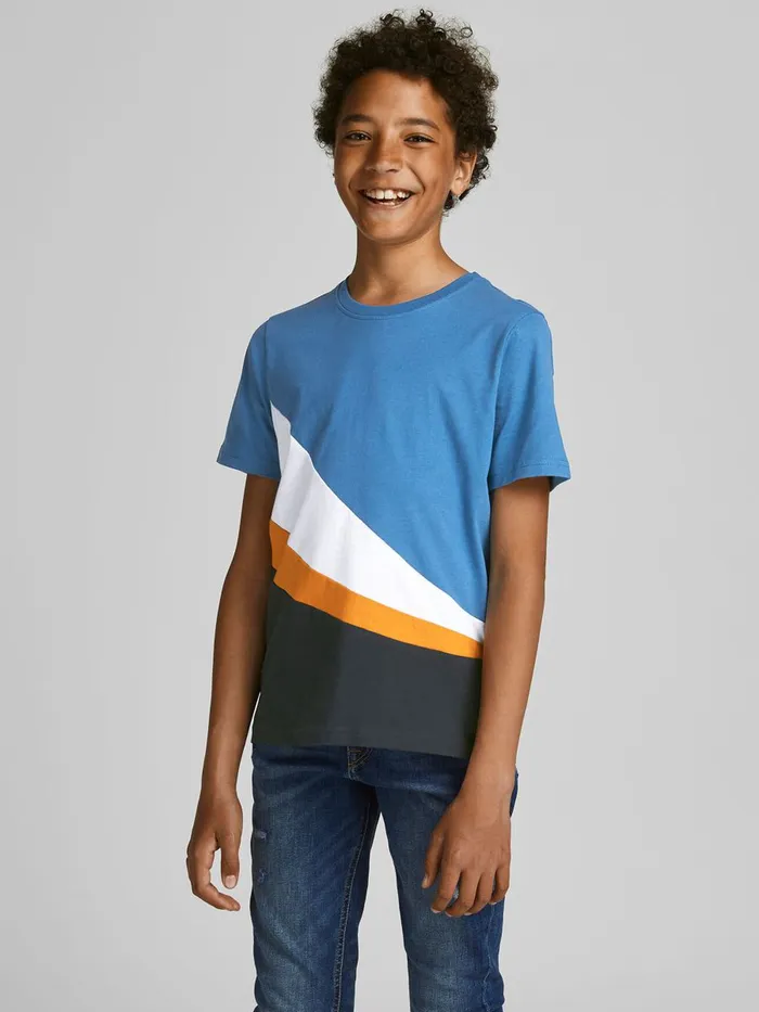 Tshirts JACK and JONES Junior BOYS FLUID COLOUR BLOCK TSHIRT Blue Deep Water Casaul Tshirts JACK and JONES Junior BOYS FLUID COLOUR BLOCK TSHIRT Blue Deep Water Casaul