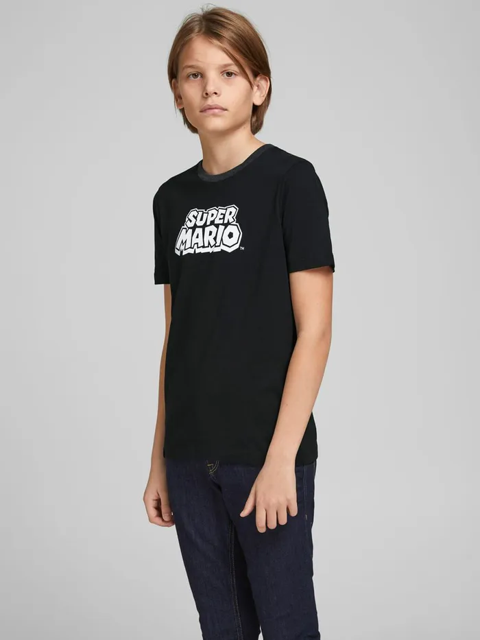 Tshirts JACK and JONES Junior BOYS MARIO TSHIRT Black Black Casaul