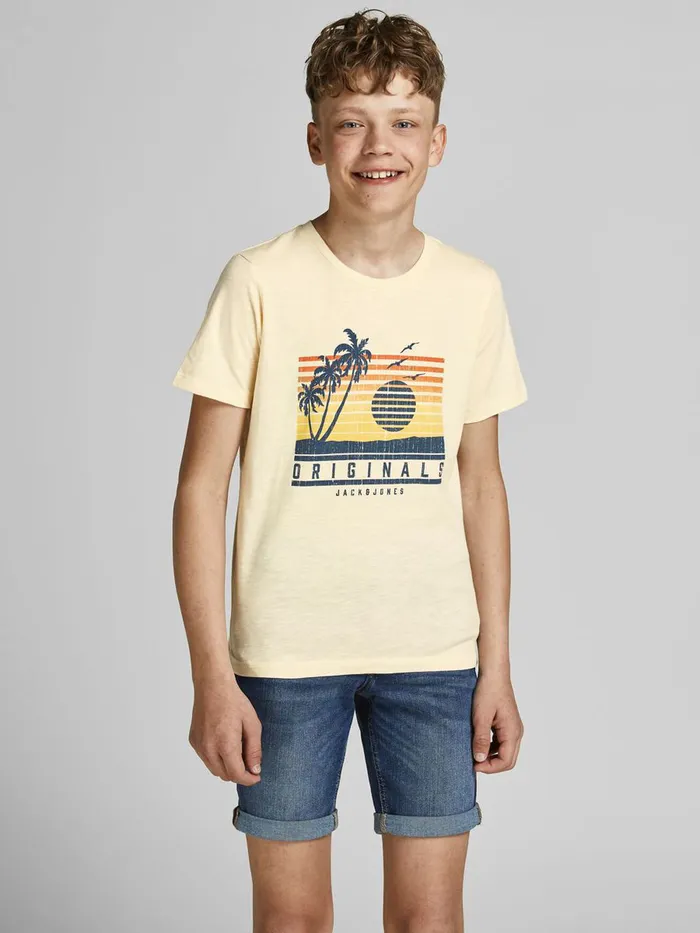Tshirts JACK and JONES Junior BOYS TSHIRT Pastel Seedpearl Casaul
