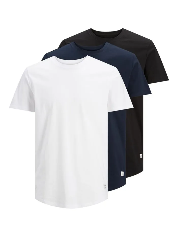 Tshirts JACK and JONES Mens 3PACK BASIC TSHIRT Black White On Sale