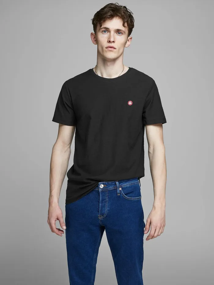 Tshirts JACK and JONES Mens CHEST LOGO TSHIRT Black Black For Sale