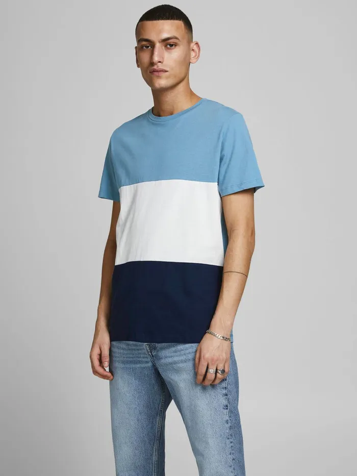 Tshirts JACK and JONES Mens COLOUR BLOCK TSHIRT Blue Blue Heaven Near Me