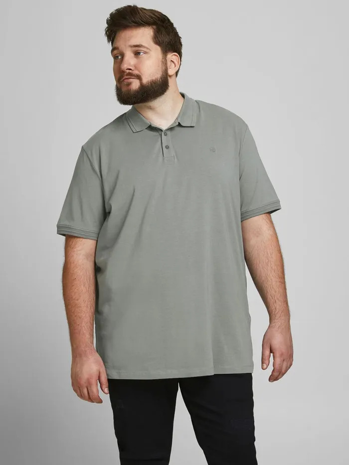 Tshirts JACK and JONES Mens COTTON JERSEY PLUS SIZE POLO Green New Sage On Sale Tshirts JACK and JONES Mens COTTON JERSEY PLUS SIZE POLO Green New Sage On Sale
