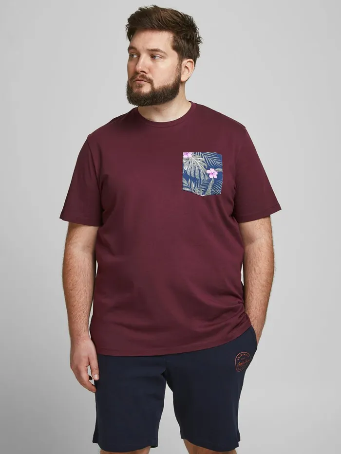 Tshirts JACK and JONES Mens PRINTED PLUS SIZE TSHIRT Red Port Royale Gift for Friend Tshirts JACK and JONES Mens PRINTED PLUS SIZE TSHIRT Red Port Royale Gift for Friend