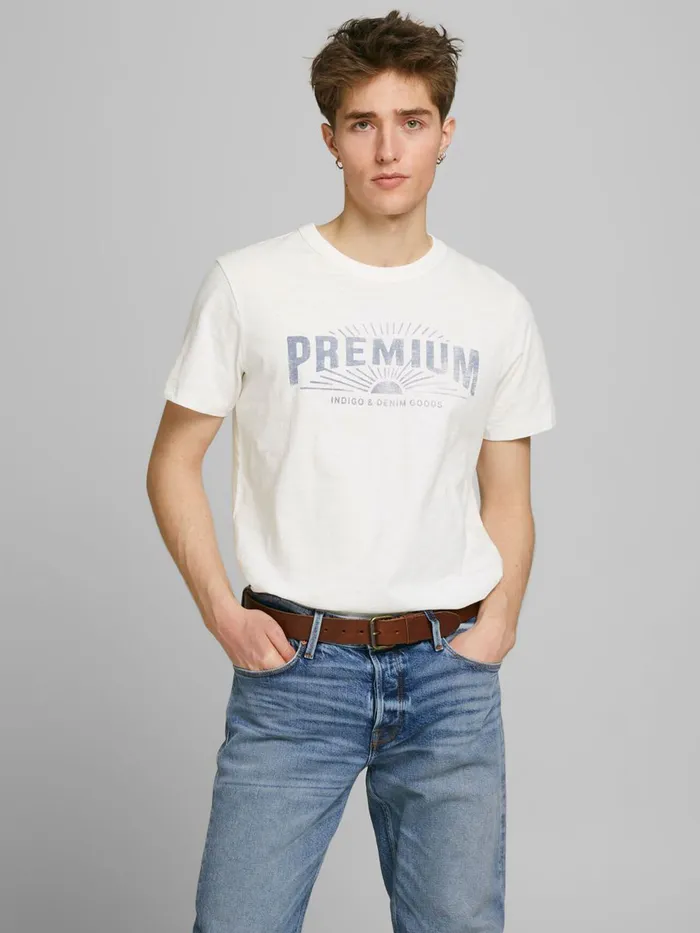 Tshirts JACK and JONES Mens REGULAR FIT LOGO PRINT TSHIRT White Cloud Dancer Popular Tshirts JACK and JONES Mens REGULAR FIT LOGO PRINT TSHIRT White Cloud Dancer Popular