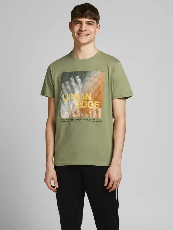 Tshirts JACK and JONES Mens SLIM FIT LOGO PRINT TSHIRT Green Oil Green Cheap On Sale Tshirts JACK and JONES Mens SLIM FIT LOGO PRINT TSHIRT Green Oil Green Cheap On Sale