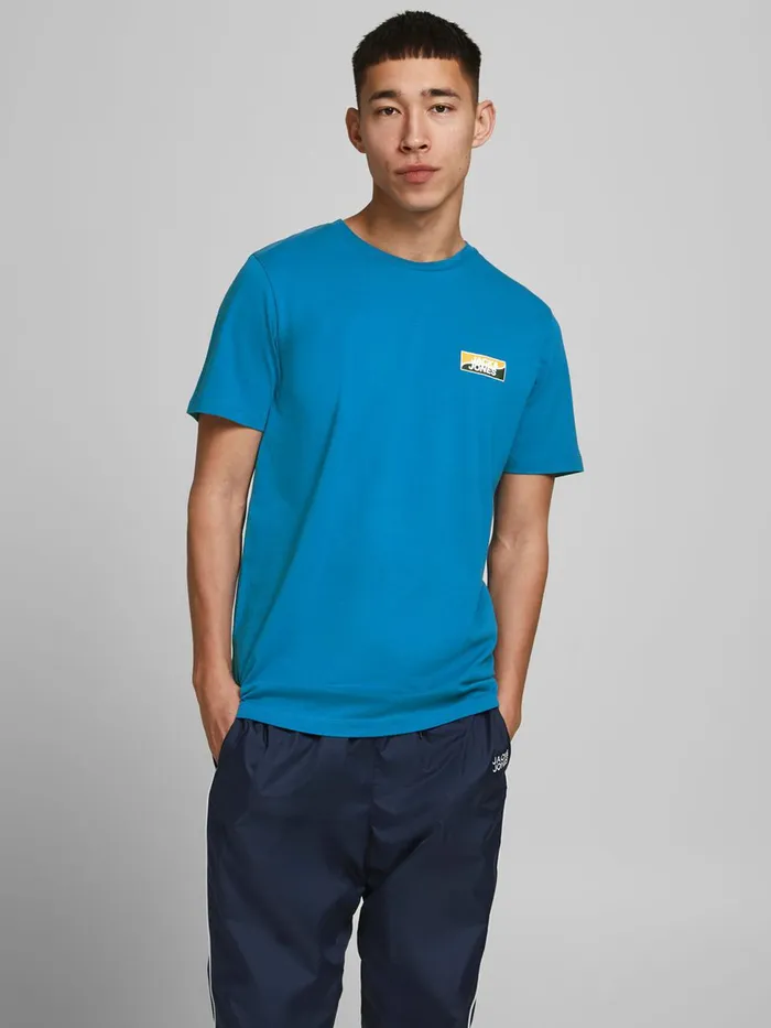 Tshirts JACK and JONES Mens SLIM FIT SMALL LOGO TSHIRT Blue Deep Water Cheap On Sale Tshirts JACK and JONES Mens SLIM FIT SMALL LOGO TSHIRT Blue Deep Water Cheap On Sale