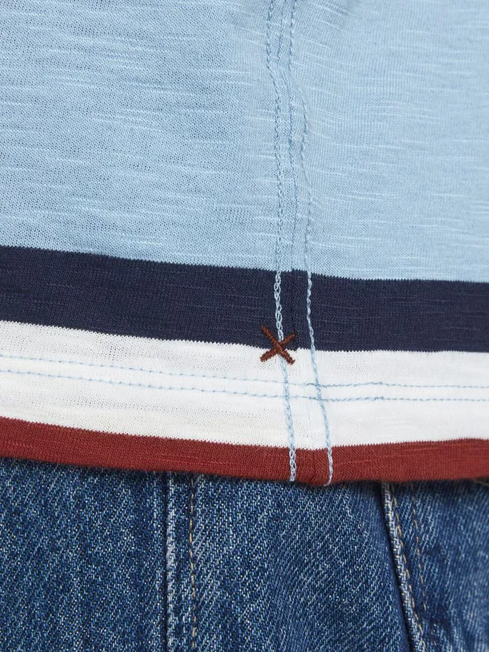 Tshirts JACK and JONES Mens STRIPED POLO SHIRT Blue Dusk Blue Casaul