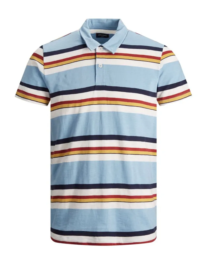 Tshirts JACK and JONES Mens STRIPED POLO SHIRT Blue Dusk Blue Casaul