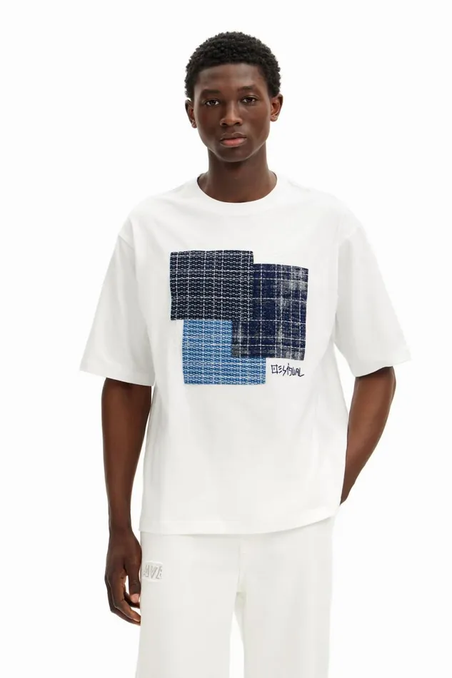 Tshirts Men Desigual Tshirt With Central Patch White
