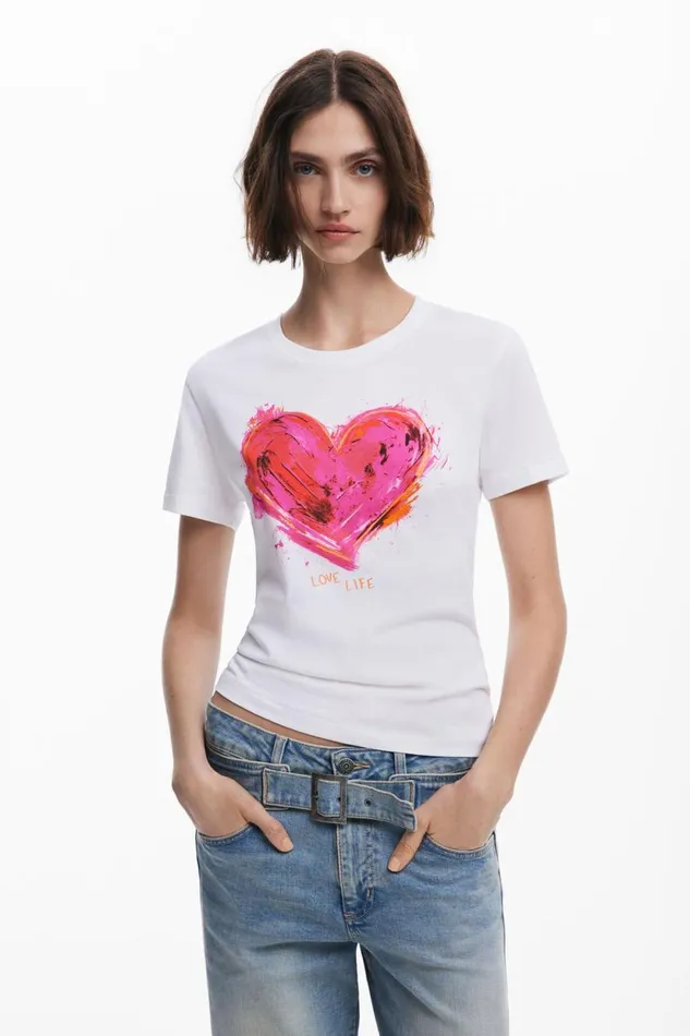 TShirts Women Desigual Heart Tshirt White