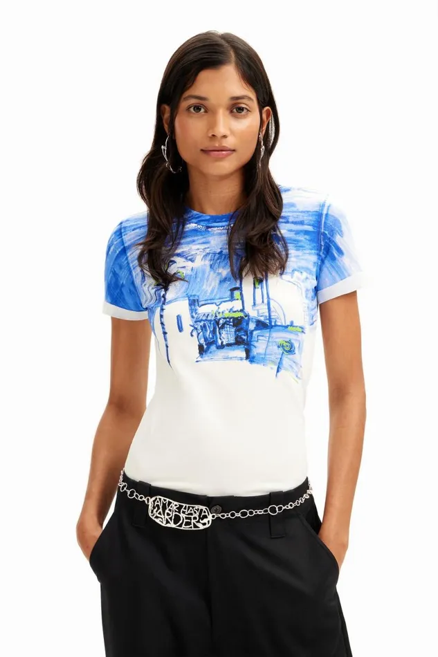 TShirts Women Desigual Mediterranean Landscape Tshirt Blue