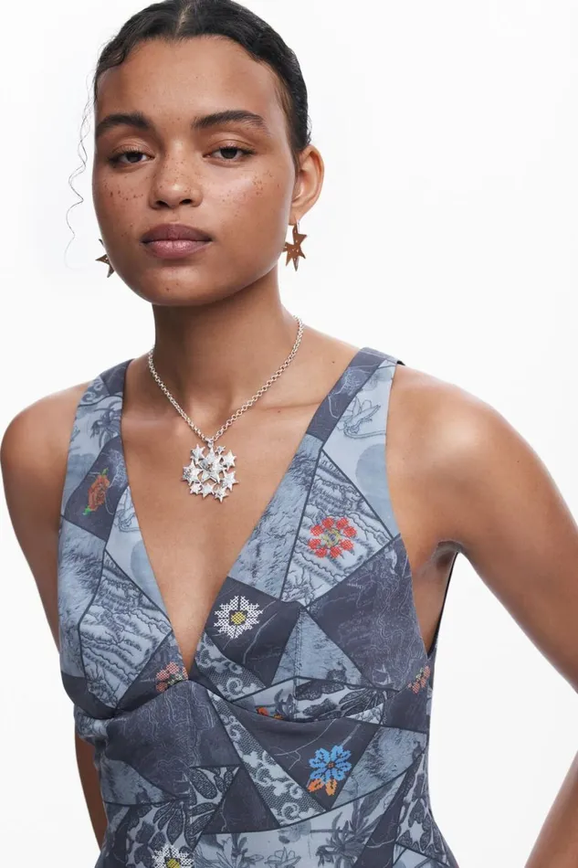 TShirts Women Desigual Patchwork Tank Top Blue