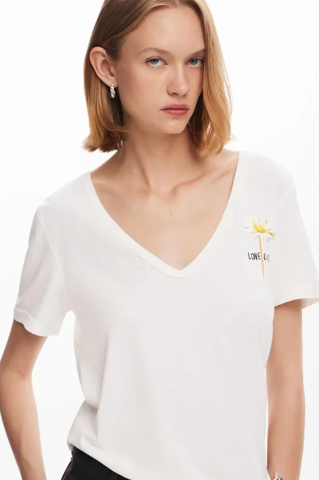 TShirts Women Desigual Plain Tshirt With Message White