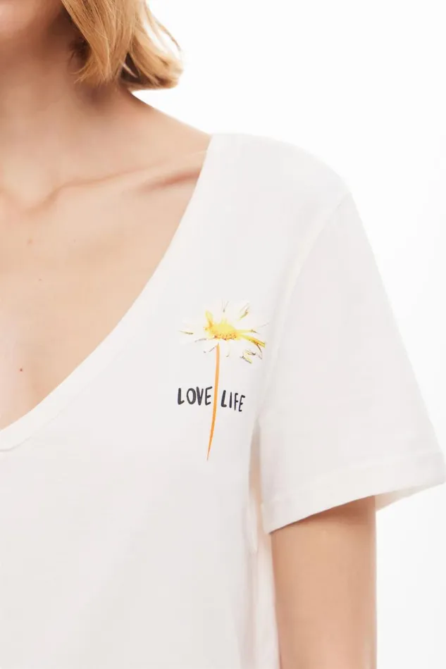 TShirts Women Desigual Plain Tshirt With Message White